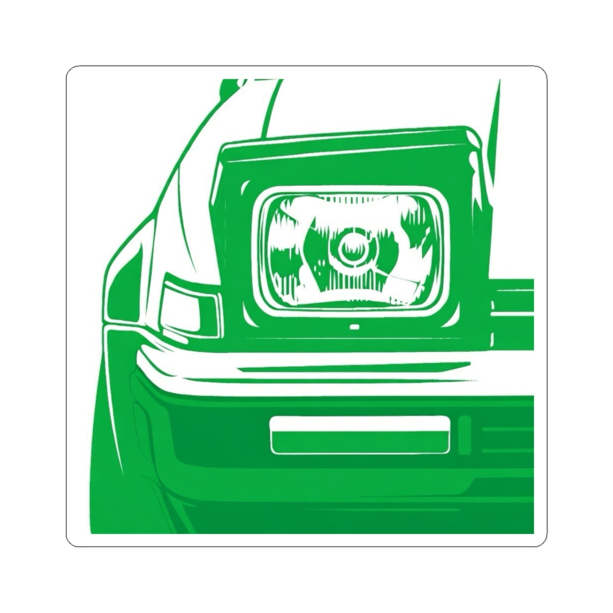 Vintage Car Headlight Sticker — Green Retro Auto Kiss-Cut Decal