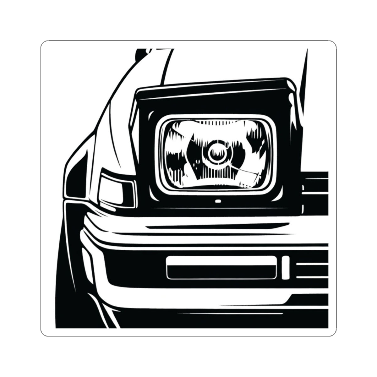 Car Headlight Kiss-Cut Sticker — Retro Automotive Decal for Laptops & Cars