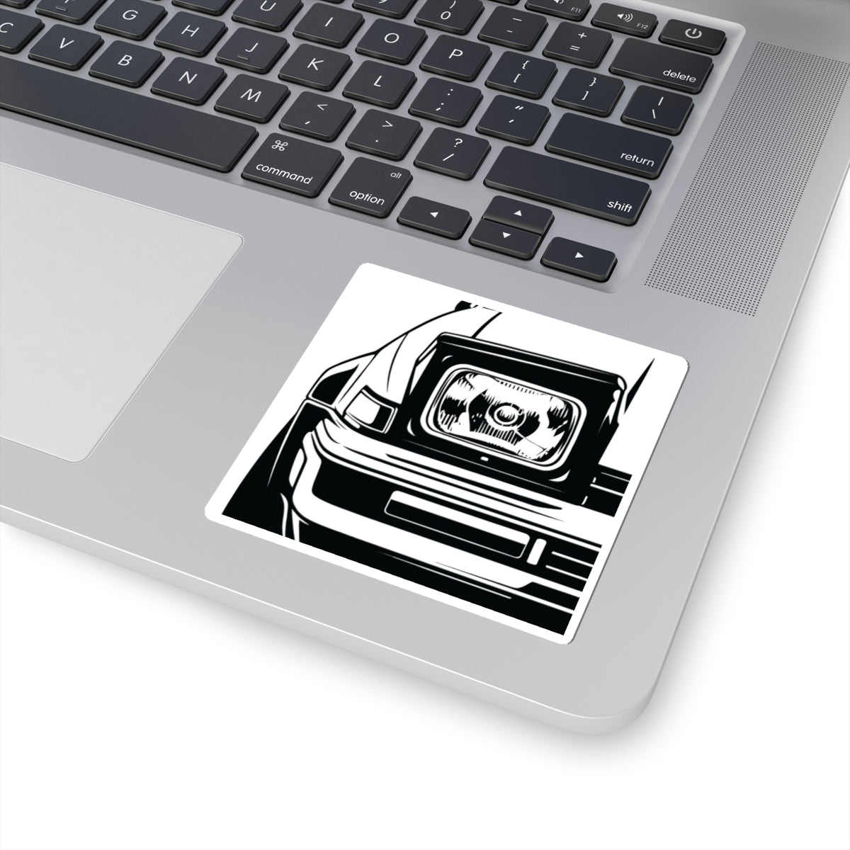 Car Headlight Kiss-Cut Sticker — Retro Automotive Decal for Laptops & Cars