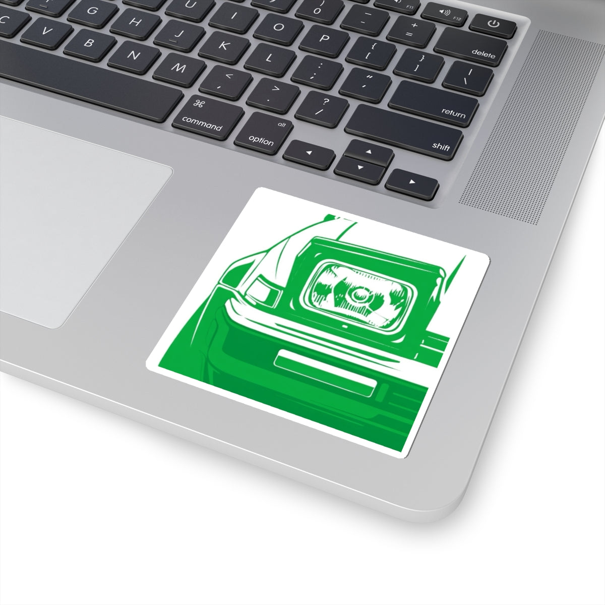 Vintage Car Headlight Sticker — Green Retro Auto Kiss-Cut Decal