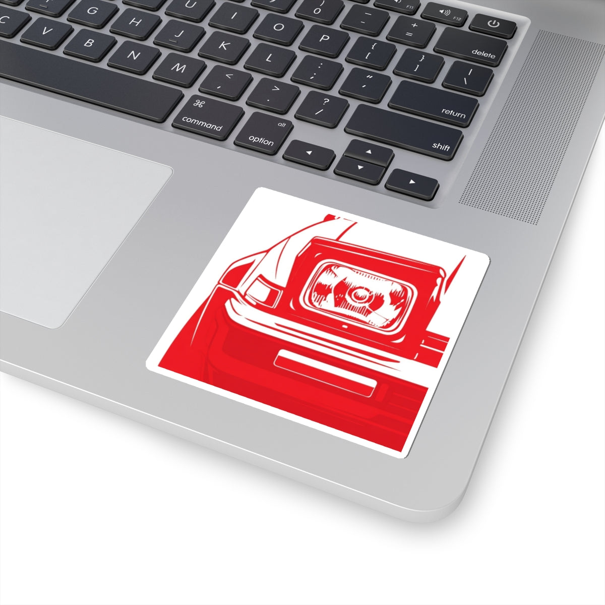 Red Retro Headlight Sticker — Car Enthusiast Kiss-Cut Decal