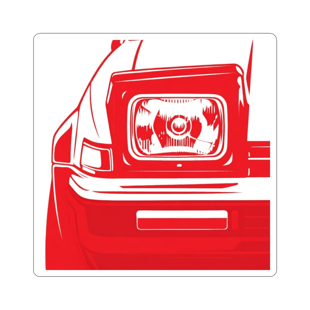 Red Retro Headlight Sticker — Car Enthusiast Kiss-Cut Decal